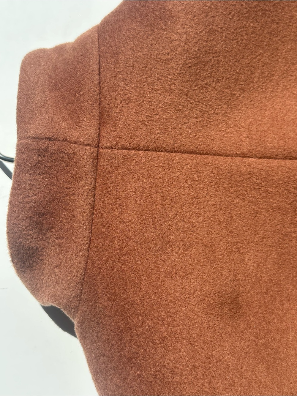 Electre Vintage French Tan Wool Women's Coat with Black Velvet Collar, M-L - Picture 15 of 16